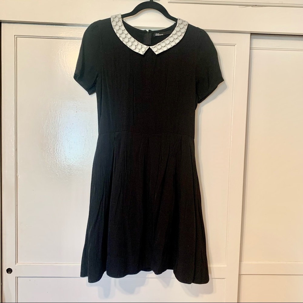 Dear Creatures Black Fit and Flare Dress with collar Medium